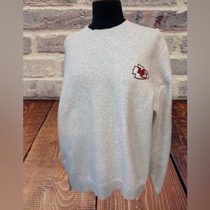 Kansas City Chiefs Gray Crewneck Sweater with Embroidered Logo size large